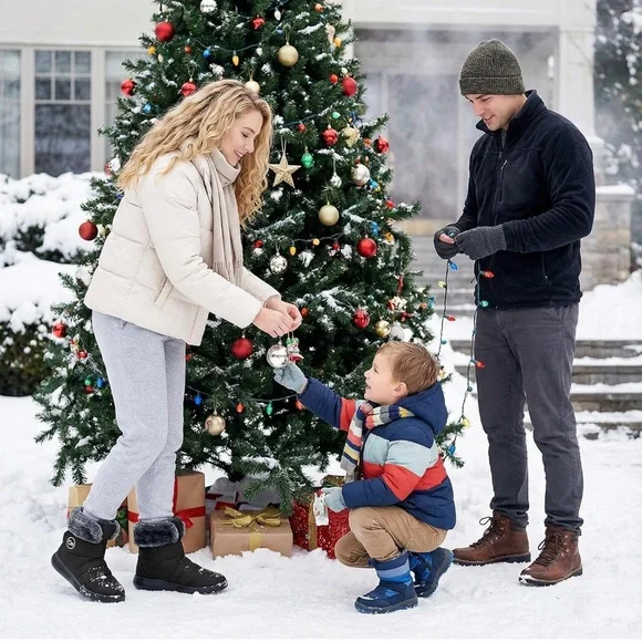 Women’s Faux Fur Lined Winter Snow Boots Black Waterproof Cozy Warm Size 9 - Picture 3 of 13